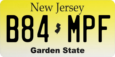 NJ license plate B84MPF