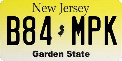 NJ license plate B84MPK