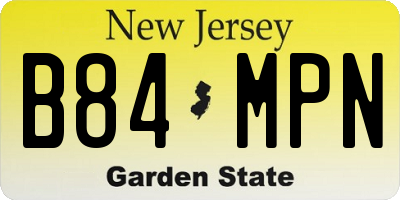 NJ license plate B84MPN
