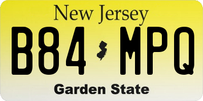NJ license plate B84MPQ