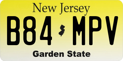NJ license plate B84MPV