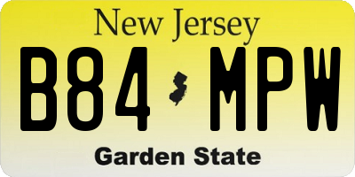 NJ license plate B84MPW