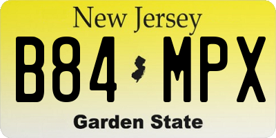NJ license plate B84MPX