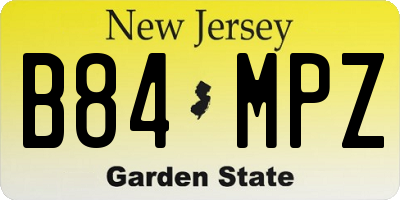 NJ license plate B84MPZ