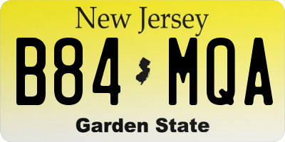 NJ license plate B84MQA