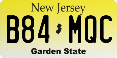 NJ license plate B84MQC
