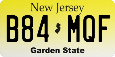 NJ license plate B84MQF