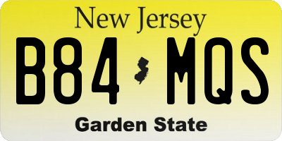 NJ license plate B84MQS
