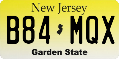 NJ license plate B84MQX