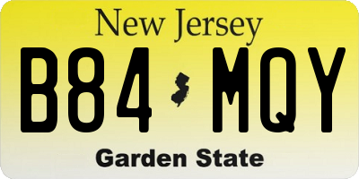 NJ license plate B84MQY