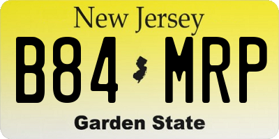 NJ license plate B84MRP