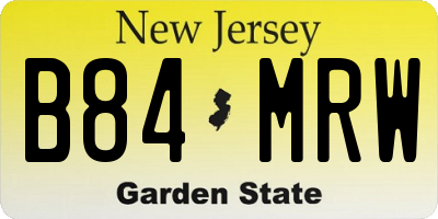 NJ license plate B84MRW