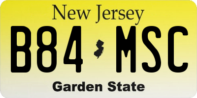 NJ license plate B84MSC