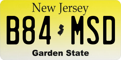 NJ license plate B84MSD