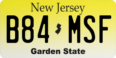 NJ license plate B84MSF