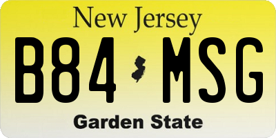 NJ license plate B84MSG