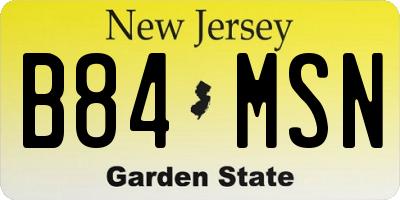 NJ license plate B84MSN
