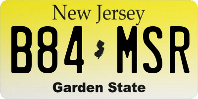 NJ license plate B84MSR