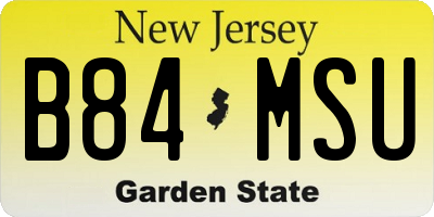 NJ license plate B84MSU
