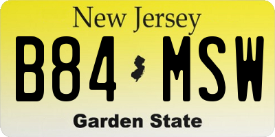 NJ license plate B84MSW