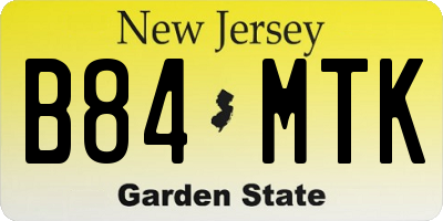 NJ license plate B84MTK