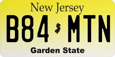NJ license plate B84MTN