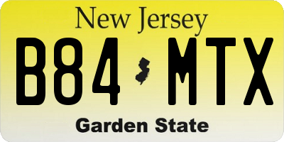 NJ license plate B84MTX