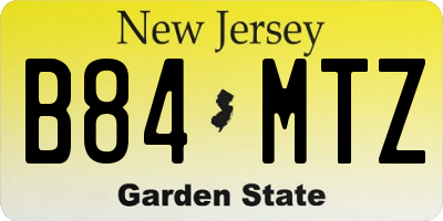 NJ license plate B84MTZ