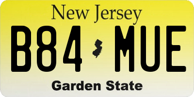 NJ license plate B84MUE