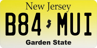 NJ license plate B84MUI