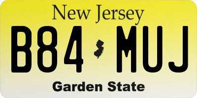 NJ license plate B84MUJ