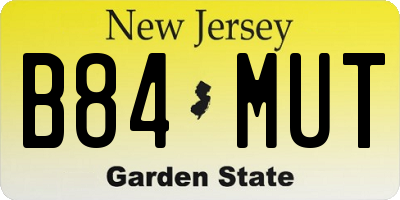 NJ license plate B84MUT