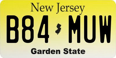 NJ license plate B84MUW