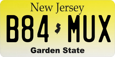 NJ license plate B84MUX