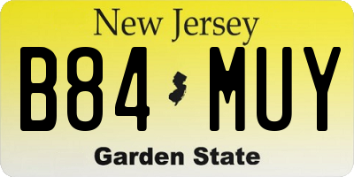 NJ license plate B84MUY