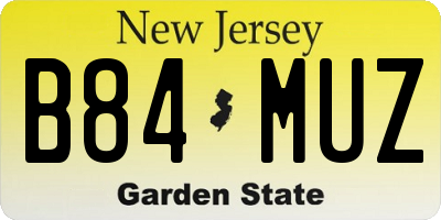 NJ license plate B84MUZ