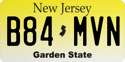 NJ license plate B84MVN
