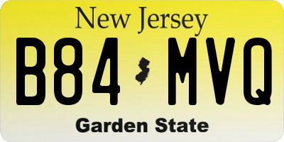 NJ license plate B84MVQ