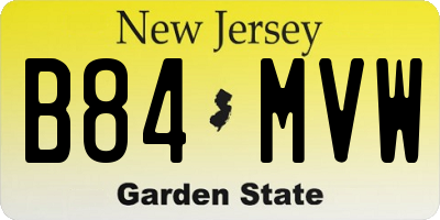 NJ license plate B84MVW
