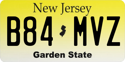 NJ license plate B84MVZ