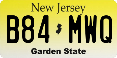 NJ license plate B84MWQ