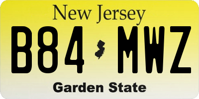 NJ license plate B84MWZ