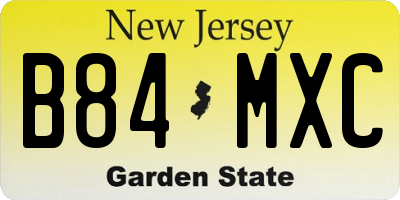 NJ license plate B84MXC