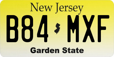 NJ license plate B84MXF