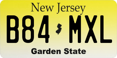 NJ license plate B84MXL