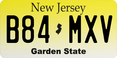 NJ license plate B84MXV