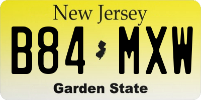 NJ license plate B84MXW