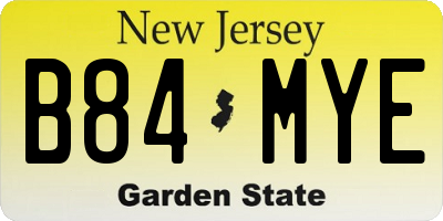 NJ license plate B84MYE
