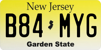 NJ license plate B84MYG