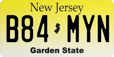NJ license plate B84MYN